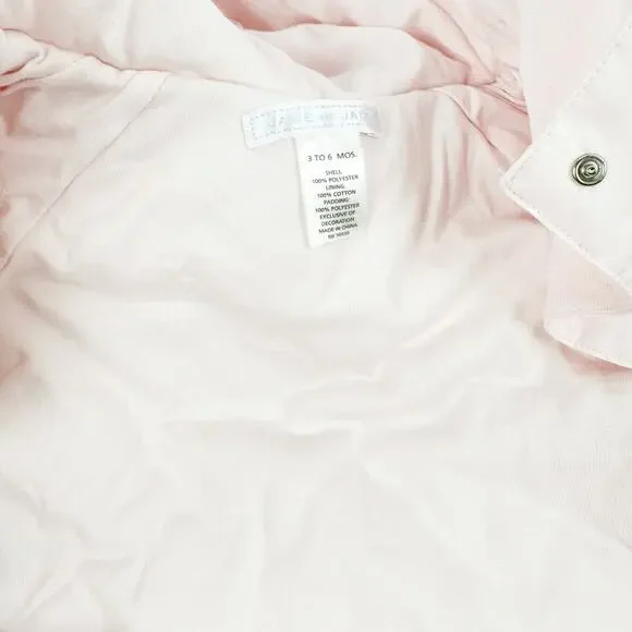 Janie and Jack Footed Zip Snow Suit Hooded‎ Light Pink Mittens Size 3-6 months